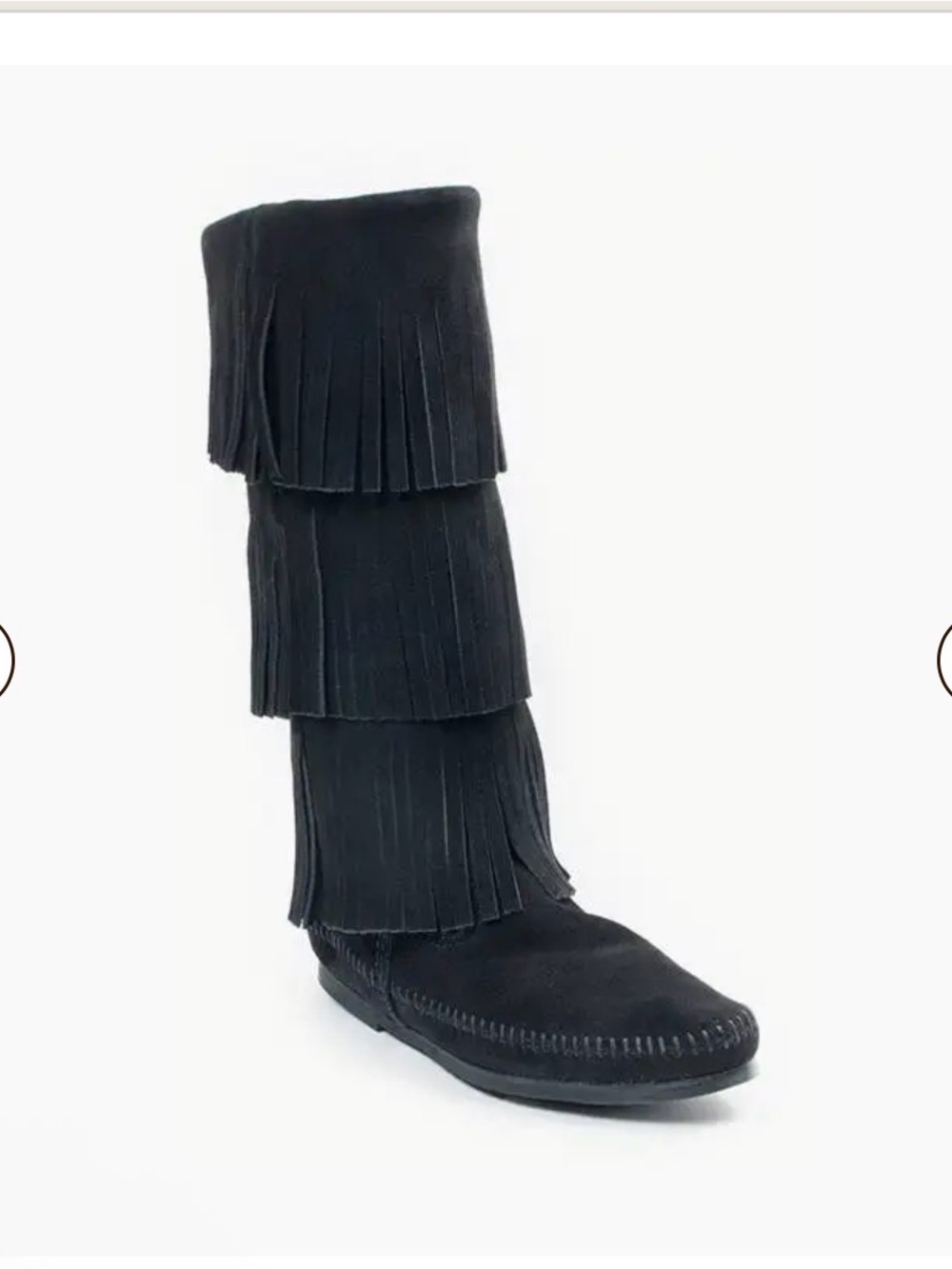 Minnetonka 3 tier fringe boots in black